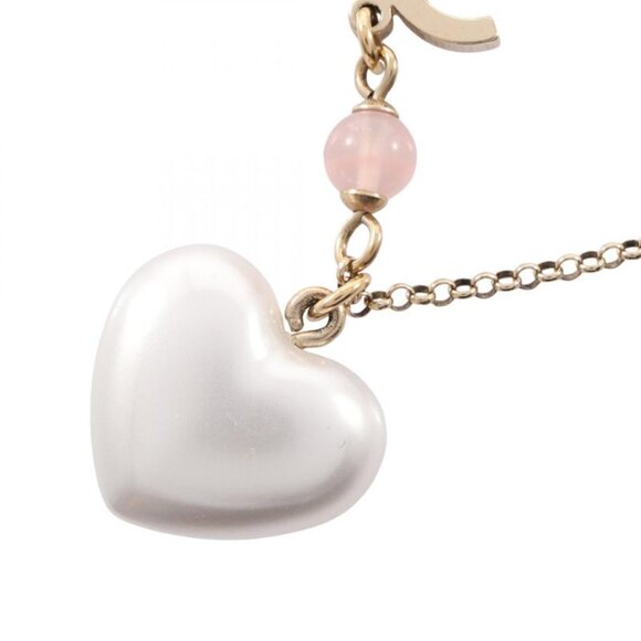 Chanel Necklace CC Logo Gold Pink White - Picture 2 of 7